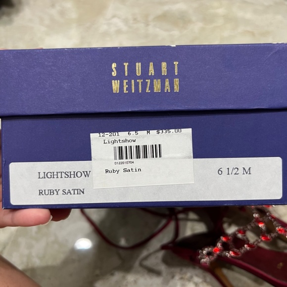 Stuart Weitzman Light Show Ruby Satin Crystal Dress Heel - Picture 7 of 7